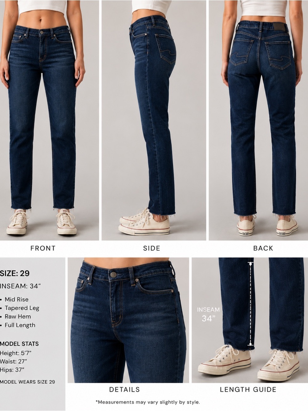 Silver Jeans Dark Blue Straight Leg Mid-Rise Jeans